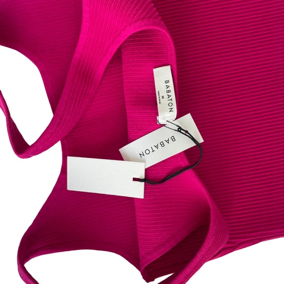 Babaton Sculpt Knit Squareneck Mini Dress in Hot Pink - Picture 3 of 10